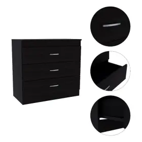 Pr-4753-2848580 Pemberly Row Dresser 3 Drawers Metal Hardware Superior Top Black Engineered Wood