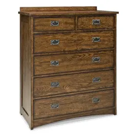 Pr-4753-2883900 Pemberly Row Solid Oak Wood Contemporary 6-drawer Chest In Brown