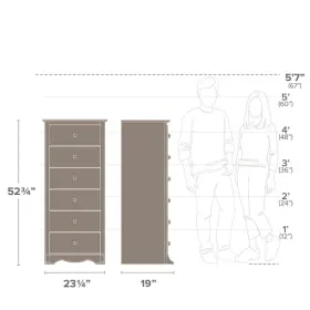 Pr-4753-3348 Pemberly Row Contemporary Engineered Wood 6 Drawer Chest In White