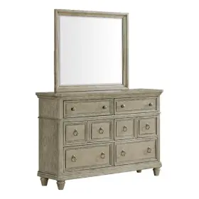 B-11360-3-drmr Picket House Furnishings Emiko Dresser And Mirror Set In Light Grey