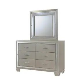 Lt111drmr Picket House Furnishings Glamour Youth 6-drawer Dresser And Mirror With Led Light