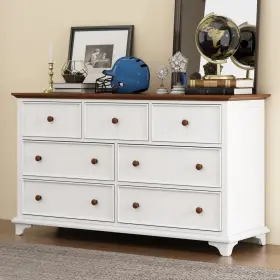 Rs-w62wd-w Polibi White Wood 7 Drawers 61 Inch W Dresser