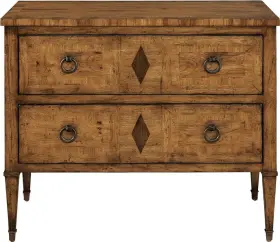 Pe-035kp Port Eliot Italian Knotty Pecan Two-drawer Chest With Brass Accents