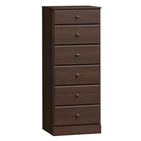 Prepac 674894249601 Astrid Tall Brown Dresser 16.5 Inch D X 19.75 W 50 H 6-drawer Chest For Bedroo