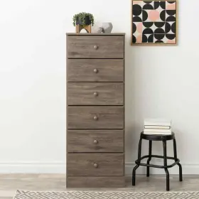 Ddbh-0401-1 Prepac Astrid 6-drawer Chest Of Drawer 52 Inch H X20 W X16 D Composite Drifted Gray