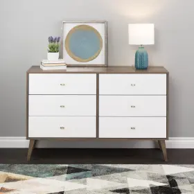 Ddbr-1409-1 Prepac Dresser 33 Inch H X 52.25 W 16 D Milo Modern 6-drawer Drifted Gray/white Ddbr-1409-1 Prepac Dresser 33 Inch H X 52.25 W 16 D Milo Modern 6-drawer Drifted Gray/white