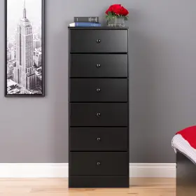 Prepac Manufacturing 445040361385 Astrid Tall Black Dresser 16d X 20w 52h 6-drawer Chest For Bedroom By #2