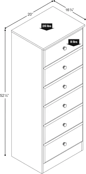 Prepac Manufacturing 445040361385 Astrid Tall Black Dresser 16d X 20w 52h 6-drawer Chest For Bedroom By #3