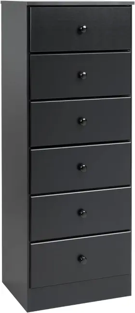 Prepac Manufacturing 445040361385 Astrid Tall Black Dresser 16d X 20w 52h 6-drawer Chest For Bedroom By
