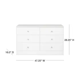 Wdbr-0402-1-v Prepac Astrid Dresser 6-drawer 47.25 Inch W X 28.25 H Crystal White With Knobs #3