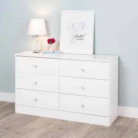 Wdbr-0402-1-v Prepac Astrid Dresser 6-drawer 47.25 Inch W X 28.25 H Crystal White With Knobs