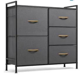 Qrinnovations 043614519971 5 Drawer Dresser Storage Organizer Chest Tower Bedroom Living Room Closet