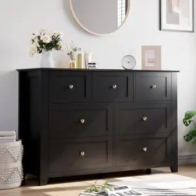 Idh7lb339hxldc Quanzhou Mibei Home Furnishing Co. Ltd 7 Chest Of Drawer Dresser Modern 15.8 Inch D X 54 W 31.5 H Drawers Black