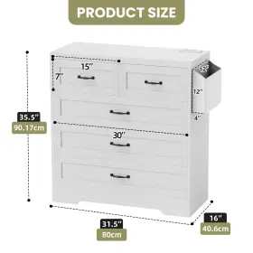 Beyshpl55v Qurious Ccorner 6 Drawers Chest Of Drawer Dresser Bedroom Storage Cabinet With Charging Station