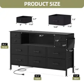 Qurious Corner 197839126329 10 Drawers Dresser Fabric Organizer Black Led Tv Stand Bedroom Storage Cabinet #2