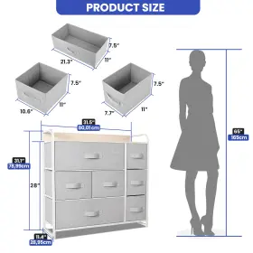 Qurious Corner 197839150430 7 Drawers Chest Dresser Gray Tower 31 Inch Fabric Organizer Storage Bedroom Cabinet #2 Qurious Corner 197839150430 7 Drawers Chest Dresser Gray Tower 31 Inch Fabric Organizer Storage Bedroom Cabinet #2