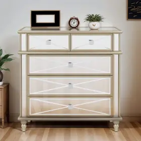 Qurious Corner 197839151376 Chest Of 5 Drawer Dresser Mirrored Accent Cabinet For Bedroom Home Ample Storage Qurious Corner 197839151376 Chest Of 5 Drawer Dresser Mirrored Accent Cabinet For Bedroom Home Ample Storage