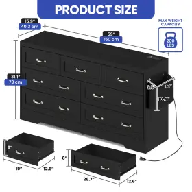Qurious Corner 197839154629 Chest Of 7 Drawer Dresser Cabinet Home With Side Storage Bag And Usb Power Station #2