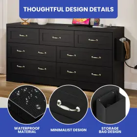Qurious Corner 197839154629 Chest Of 7 Drawer Dresser Cabinet Home With Side Storage Bag And Usb Power Station #3
