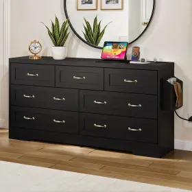 Qurious Corner 197839154629 Chest Of 7 Drawer Dresser Cabinet Home With Side Storage Bag And Usb Power Station