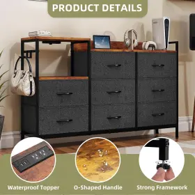 Qurious Corner 197839315419 8 Drawers Dresser Gray Fabric Charging Station 2 Shelves Cabinet Tower Organizer #3