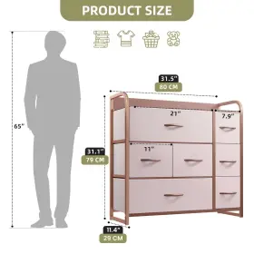 Qurious Corner 197839490840 Chest Of 7 Drawers Rose Gold Fabric Dresser Tower Living Room Organizer Cabinet #2