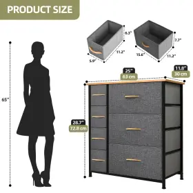 Qurious Corner 197839698116 7 Drawers Dresser Gray Organizer Tower Fabric Cabinet Bedroom Wooden Closet Unit #2