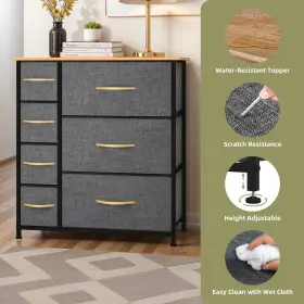 Qurious Corner 197839698116 7 Drawers Dresser Gray Organizer Tower Fabric Cabinet Bedroom Wooden Closet Unit #3
