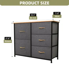 Qurious Corner 197839700307 Chest Of Drawers 5 Fabric Dresser Gray Storage Cabinet Large Tower Organizer #2