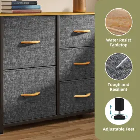 Qurious Corner 197839700307 Chest Of Drawers 5 Fabric Dresser Gray Storage Cabinet Large Tower Organizer #3