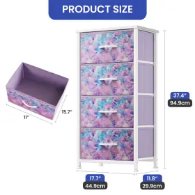 Qurious Corner 197839713529 Chest Of 4 Drawers Dresser Purple Fabric Bedroom Tower Organizer Cabinet Unit #2