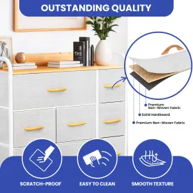 Qurious Corner 197839715714 Chest Of 7 Drawers Dresser Fabric Gray Bedroom Organizer Storage Cabinet #3