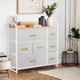Qurious Corner 197839715714 Chest Of 7 Drawers Dresser Fabric Gray Bedroom Organizer Storage Cabinet