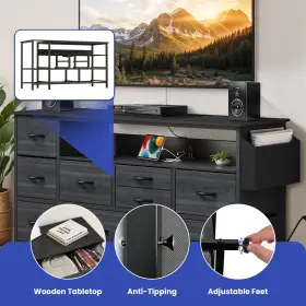Qurious Corner 197839898264 Chest Of 9 Drawers Dresser With Usb Ports Gray Fabric Organizer Bedroom Cabinet #3