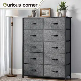 Beysh33jcy Qurious Corner 10 Fabric Drawers Dresser Gray Tower Organizer Waterproof Chest Cabinet Bedroom Beysh33jcy Qurious Corner 10 Fabric Drawers Dresser Gray Tower Organizer Waterproof Chest Cabinet Bedroom