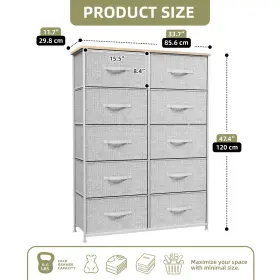 Beysh6ugfn Qurious Corner 10 Drawers Dresser Gray Fabric Cabinet Organizer Chest Storage Bedside Unit #2