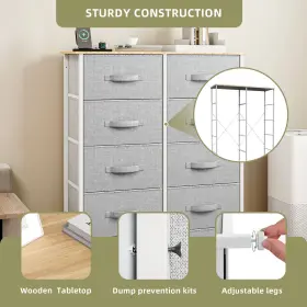 Beysh6ugfn Qurious Corner 10 Drawers Dresser Gray Fabric Cabinet Organizer Chest Storage Bedside Unit #3