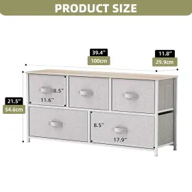Beysh6vsiy Qurious Corner 5 Drawers Dresser Gray Fabric Closet Cabinet Storage Tower Bedroom Organizer #2