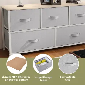 Beysh6vsiy Qurious Corner 5 Drawers Dresser Gray Fabric Closet Cabinet Storage Tower Bedroom Organizer #3