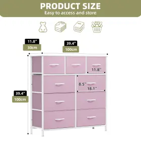 Beysh91fww Qurious Corner Chest Of 9 Drawers Dresser Pink Fabric Storage Organizer Bedroom Closet Cabinet #2