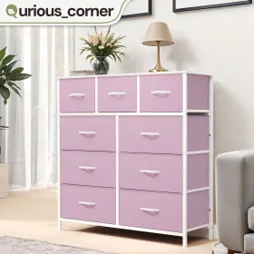 Beysh91fww Qurious Corner Chest Of 9 Drawers Dresser Pink Fabric Storage Organizer Bedroom Closet Cabinet