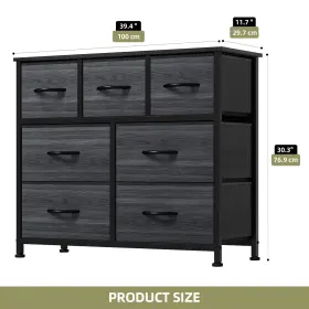 Beyshaz18y Qurious Corner 7 Fabric Drawers Dresser Tower Gray Organizer Chest Of Cabinet Bedside Unit #2