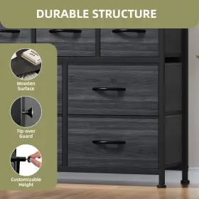 Beyshaz18y Qurious Corner 7 Fabric Drawers Dresser Tower Gray Organizer Chest Of Cabinet Bedside Unit #3