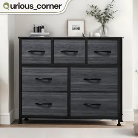 Beyshaz18y Qurious Corner 7 Fabric Drawers Dresser Tower Gray Organizer Chest Of Cabinet Bedside Unit