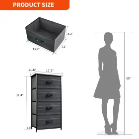 Beyshbk5po Qurious Corner 4 Drawers Dresser Fabric Gray Storage Tower Bedroom Organizer Closet Cabinet #2