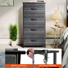 Beyshbk5po Qurious Corner 4 Drawers Dresser Fabric Gray Storage Tower Bedroom Organizer Closet Cabinet #3