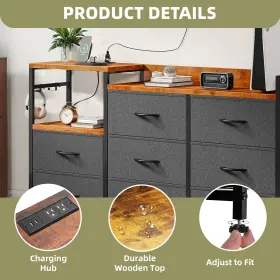 Beyshbxr3f Qurious Corner 8 Drawers Fabric Dresser Charging Station Gray Organizer Bedside Chest Cabinet #2
