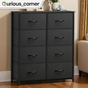Beysherx3z Qurious Corner 8 Drawers Bedroom Dark Gray Fabric Organizer Tower Storage Cabinet Modern Unit