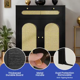 Beyshf5qfe Qurious Corner Black Cabinet Enclosure Door Furniture With Adjustable Shelves And Drawer Storages #3