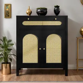 Beyshf5qfe Qurious Corner Black Cabinet Enclosure Door Furniture With Adjustable Shelves And Drawer Storages